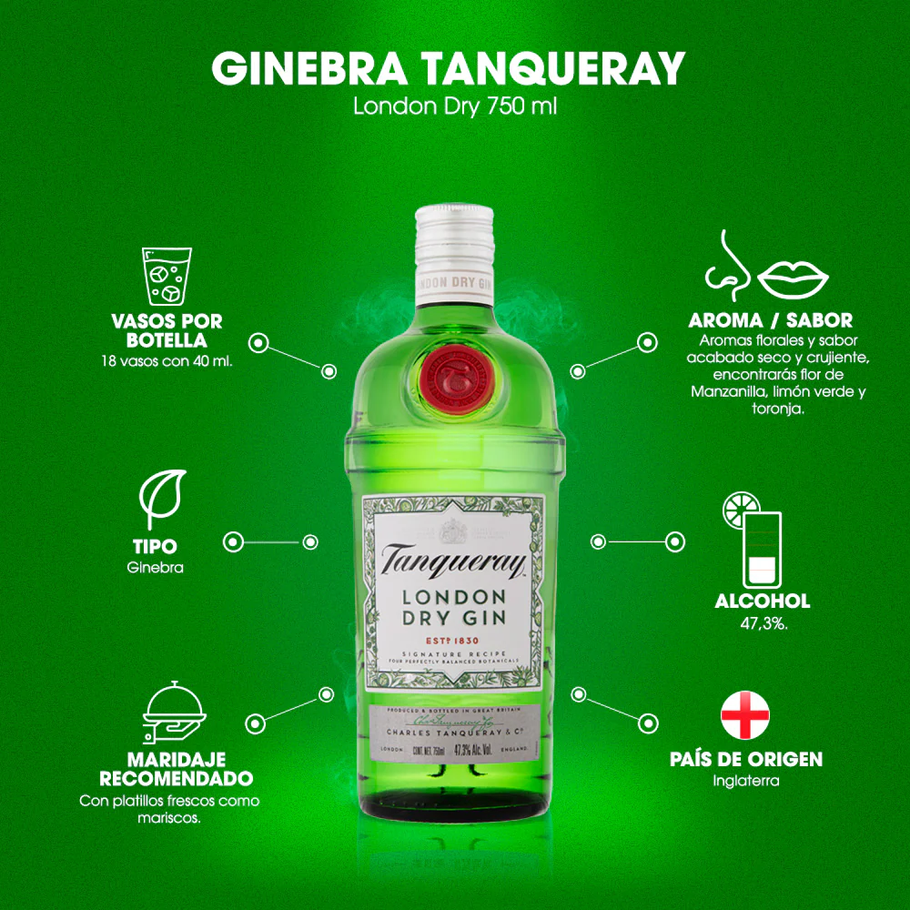 Ginebra Tanqueray London Dry Herbal 750 ml - Image 4