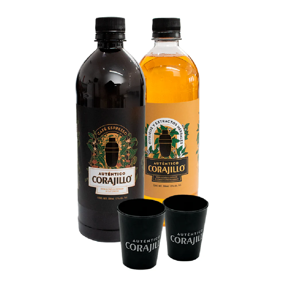 LICOR AUTENTICO CORAJILLO CON 2 PIEZAS 700ML
