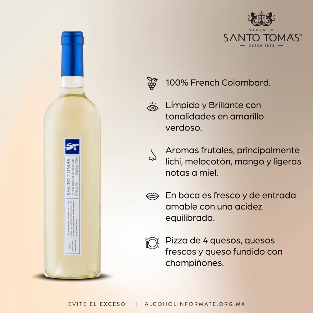 VINO BLANCO ST COLOMBARD SEMI DULCE SANTO TOMAS 750ML - Image 5