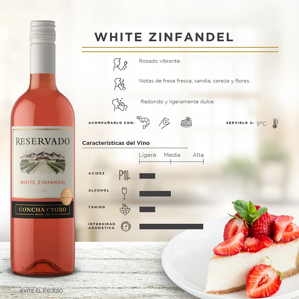 VINO ROSADO CONCHA Y TORO RESERVADO WHITE ZINFANDEL 750ML - Image 3
