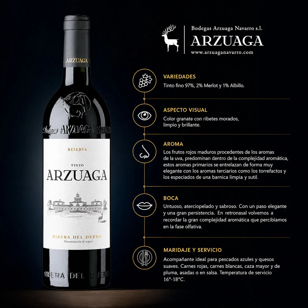 VINO TINTO ARZUAGA RESERVA 750ML - Image 5