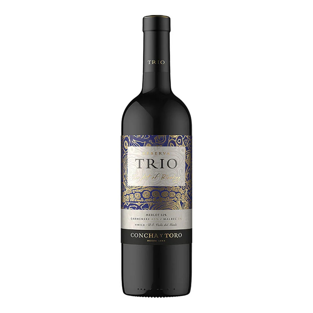 VINO TINTO TRIO MERLOT-CARMENERE-MALBEC 750ML