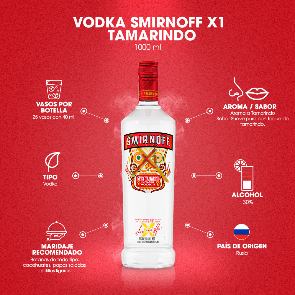 Vodka Smirnoff X1 Tamarindo 1L - Image 3
