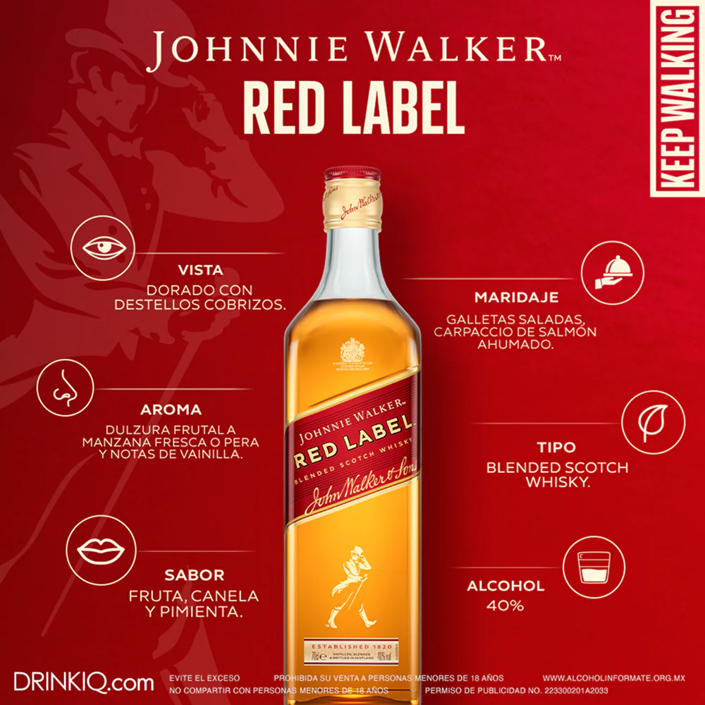 Whisky Johnnie Walker Red Label Blended Scotch 700 ml - Image 2